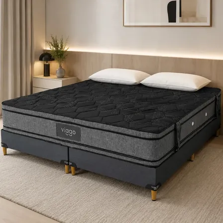 Sommier Viggo Magnum 200x200 Cm Alta Densidad 300 Kg Negro
