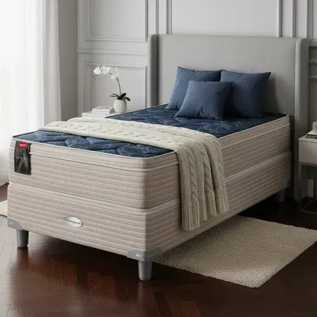 Sommier Y Colch&oacute;n 1 1/2 Plaza Springwall Mcb 115 90x190 Color Beige
