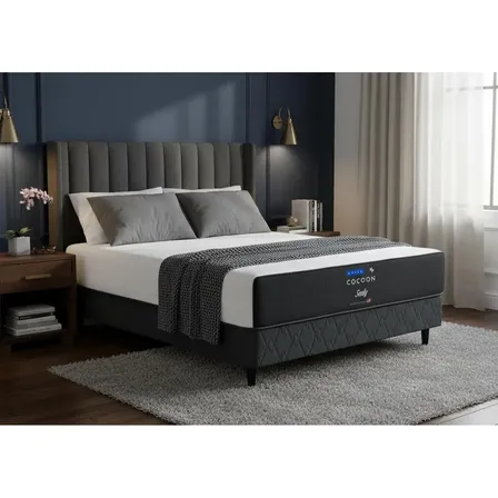 Sommier Y Colchon 2 Plazas (140x190) Cocoon Chill Box Somun Color Blanco