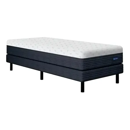 Sommier Y Colch&oacute;n De Espuma En Caja La Espumer&iacute;a Freestyle Box De 1 1/2 Plaza 100x200 cm Color Gris Oscuro