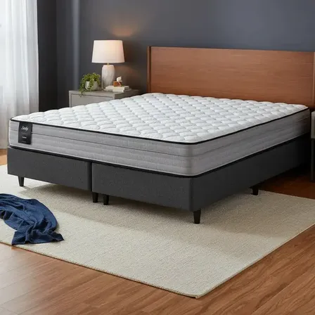Sommier Y Colch&oacute;n King (200x200) Sealy Linen Somun Gris