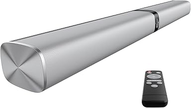 Sound Bar for Smart TV, 80W Soundbar with Bluetooth/ARC/Opt/AUX Connect, Dynamic Volume Boost, 3 Equalizer Modes, 2 in 1 Detachable Soundbar for TV/PC/Gaming/Projectors