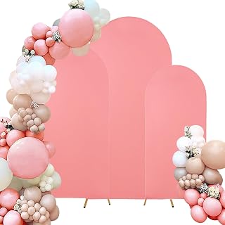 Spandex Fitted Wedding Arch Cover Set of 3 Dusty Rose Arch Backdrop Cover, Round Top Chiara Backdrop Stand Covers for Wedding Birthday Party Baby Shower Banquet Arch Decor (Dusty Rose, 4FT,5FT,6FT)