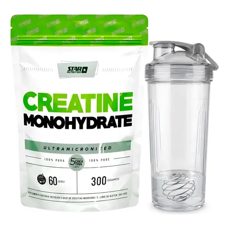 Star Nutrition Creatina Monohydrate 300grs + Vaso Shaker Sin Sabor