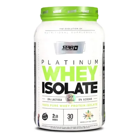 Star Nutrition Platinum Whey Isolate Prote&iacute;nas Sabor Vainilla Cream En Pote De 908g