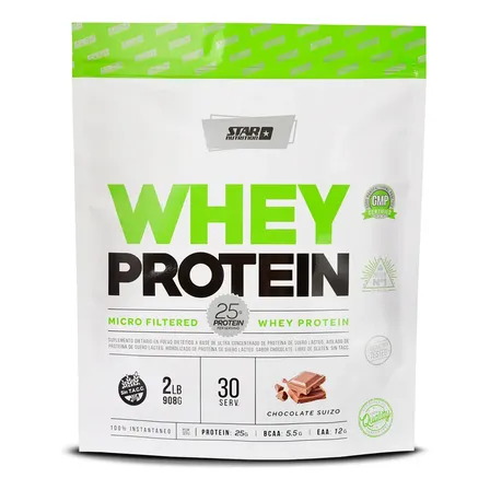 Star Nutrition Whey Protein 908g Sabor Chocolate suizo Doypack En Polvo