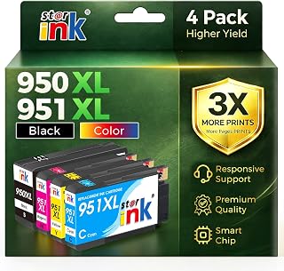 Starink 950 951 Ink Cartridges Replacement for HP 950XL and 951XL Ink Cartridges Combo Pack Compatible with 950XL 951XL OfficeJet Pro 8600 8610 8615 8620 8625 8100 8630 8660 276DW 251DW, 4 Pack, BKCMY