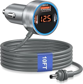 Starlink Mini Car Adapter, 10FT Starlink Mini Cable 12V-24V DC Power Cigarette Lighter Adapter with Voltage Display Fast Car Charger for Starlink Mini USB-C PD 30W+USB-A 18W Ports for RV,Boat,Trailer
