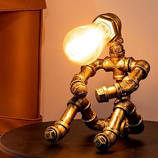 Steampunk Table Lamp, Industrial Water Pipe Lamp Retro Iron Piping Desk Lamp Vintage Nightstand Lamps for Bedroom Living Room Kitchen Caf&eacute; Dorm Pub