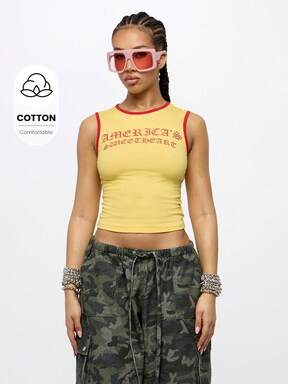 SUMWON WOMEN th Of July America|S Sweetheart Tank Top Sleeveless Crop Summer Y2K Fashion Sports Workout Gym Casual Streetwear Festival Urban Retro Varsity Style $9.01 #FestivalVibes