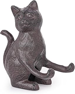 Sungmor Cast Iron Cat Phone Stand, Novelty Desk Accessory for Rustic Decor | Vintage Heavy Duty Kitty Figurine Cell Phone Pen Card Holder, Cute Smartphone Stand, Home & Office Decor Gift for Cat Lovers