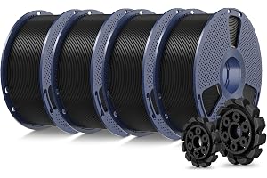 SUNLU PLA+2.0 3D Printer Filament Bundle, 4KG Upgrade PLA+ Filament 1.75mm, Tougher and Stronger, Dimensional Accuracy +/-0.02mm, 1KG per Spool, 4 Packs, 4KG Total, Black