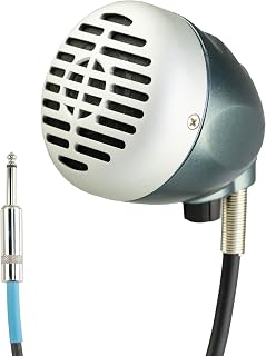 Superlux D112C Omnidirectional Dynamic Microphone &ndash; Hi-Z Vocal Mic for Blues/Harmonica, Volume Control, 6.3mm Connector & 6m Cable, Plug into Guitar Amps, Live Performance, Vintage Bullet Mic Design