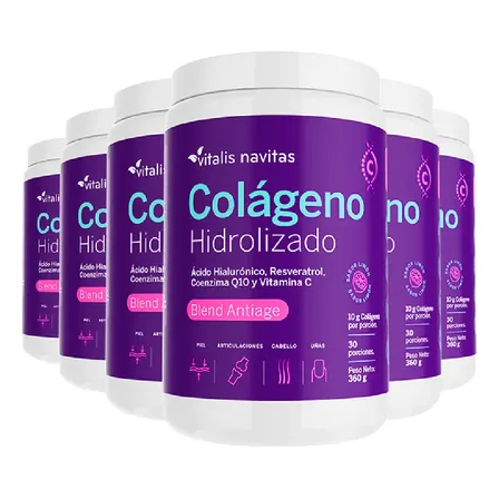 Suplemento En Polvo Vitalis Navitas Blend Antiage Col&aacute;geno Hidrolizado Sabor Lim&oacute;n Plan 180 Dias