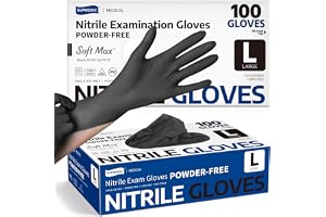 Supmedic Soft Max&reg; Nitrile Exam Gloves, Powder-Free, Black, 100 Count | Soft Stretch Fit &bull; Powder-Free &bull; Latex-Free &bull; Medical Examination &bull; Cooking &bull; Cleaning &bull; Food Prep &bull; Laboratory &bull; Disposable