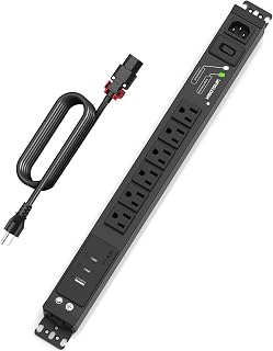 Surge Protector Power Strip, 6 Outlet Mountable PDU Power Strip with Switch, 65W Fast Charging 3 USB Ports, Heavy Duty Power Strip Surge Protector 1800J, 6 Feet Auto Lock Extension Cord, 15A/1875W