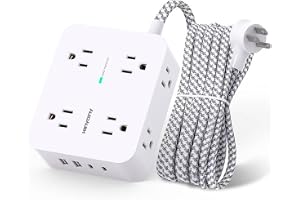 Surge Protector Power Strip - HANYCONY 8 Outlets 4 USB (2 USB C) Charging Ports, Multi Plug Outlet Extender, 5Ft Braided Extension Cord, Flat Plug Wall Mount Desk Charging Station for Home Office ETL