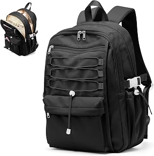 suwasp College Backpack for Women, Waterproof Laptop Backpack Fits 15.6 Inch Laptop, School Bookbag with Water Bottle Pocket, Anti Theft Work Backpack for College, Travel, Commuter, Black