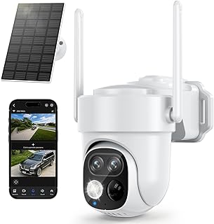 SV3C Security Cameras Wireless Outdoor, 2K Dual Lens Camera for Home Security with Solar Powered, Auto Tracking, 360&deg;Pan & Tilt, No Subscription Fees, Color Night Vision, 2-Way Audio, (Add-on Camera)