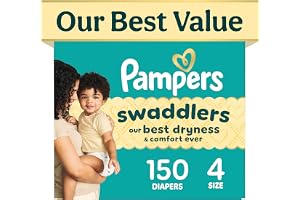 Swaddlers Diapers, Size 4 (15-34 lbs), 150 Count, Fragrance Free, Hypoallergenic, Absorbent, Pediatrician Recommended, Skin Safe