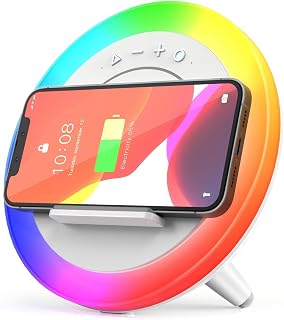 Swarmir Bluetooth Speaker Night Lights, Wireless Charging Kids Speaker, Color Changing Modern Bluetooth Lamp,Teenage Boys Girls Gifts Ideas