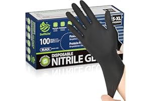 SWIFTLITE Black Nitrile Gloves Disposable Latex Free, Food Safe | Rubber Gloves Powder Free for Cooking, Food Prep, Kitchen Cleaning