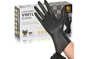 SWIFTLITE Black Vinyl Gloves, Food Grade Gloves Disposable Latex Free & Powder Free, Guantes for Cleaning Cooking Food Prep