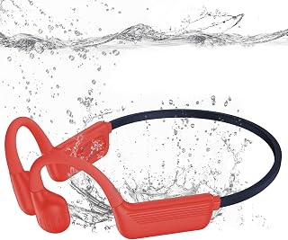 Swimming Headphones-Bone Conduction Headphones, IP68 Waterproof Open Earphones, LiteSurge Bluetooth 5.4 Underwater Sport Earbuds with 32 GB MP3 Memory for Swimming, Marathon-Neon Orange