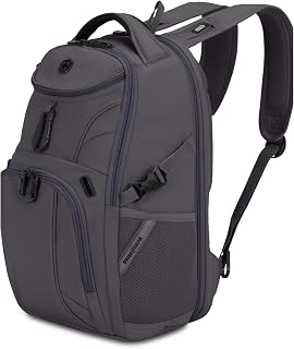SwissGear 1900 Mini ScanSmart 16-Inch Backpack, Fits Up to 13-Inch Laptop, RFID Protection & ScanSmart TSA-Friendly Compartment, Charcoal