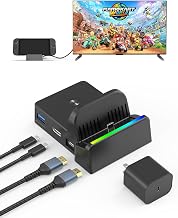 Switch 2 Dock with 60W Charger & HDMI Cable, 4K TV Docking Station for Nintendo Switch 2, All-in-One Game Accessories Set, Portable Travel Charging Stand Base, AC Adapter Power Cord