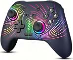 Switch Controller, Wireless Pro Controller Compatible with Nitendo Switch/Switch 2/Switch Lite/Switch OLED, Switch Controller Pro, Rechargeable Switch Remote Gamepad with 6-Axis Gyro,10 LED Light, Swirl Light