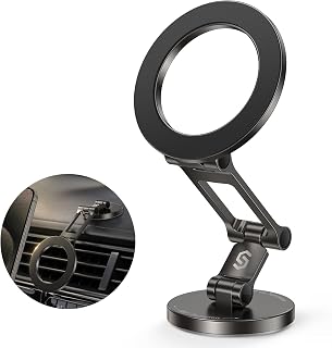 Syncwire Fits MagSafe Car Mount for Car Dash&Tesla Screen[All-Metal] Magnetic Phone Holder, [Flexible Three-axis]360&deg; Rotation Car Mount Strong Magnets Car Phone Holder for iPhone 17 16 15 14 Pro Max