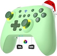 SZYUYU Switch Controller for Nintendo Switch, Switch Pro/OLED/Lite/PC | Switch Controller with 7 Colors LED Light/3-level TURBO Adjustable,4-Speed Dual Vibration, Wake Up, 6-Gyro Axis Motion, Green
