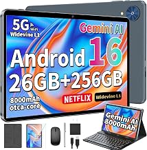 Tablet, 10 Inch Android 16 Tablet with Keyboard, Gemini AI, 32GB+256GB+2TB