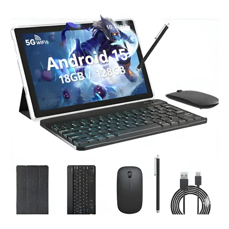 Tablet Con Teclado Android 15 10p 18gb Ram + 128gb Rom Negro