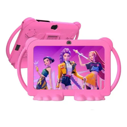 Tablet Edna Kids Para Ni&ntilde;os | 7 Pulgadas Con Funda Protectora De Silicona y Doble Soporte y Film Protector de pantalla | 2gb RAM y 32gb Almacenamiento Sistema Android, Antigolpe, Control Parental Rosa