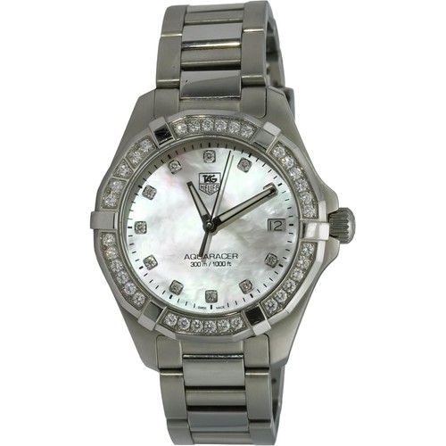 TAG Heuer Stainless Steel Aquaracer Lady MOP Dial Diamond Accent Watch WAY1314