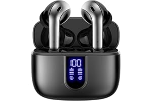 TAGRY Bluetooth Headphones True Wireless Earbuds 60H Playback LED Power Display Earphones with Wireless Charging Case IPX5 Waterproof in-Ear Ear buds with Mic for TV Smart Phone Laptop Computer Sports