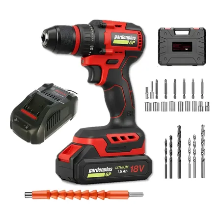 Taladro Atornillador Brushless Gp By Lusqtoff 18v Bateria Rojo 50