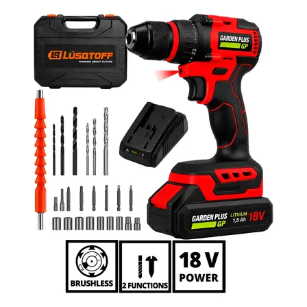 Taladro Atornillador Inalambrico 18v Garden Plus Maletin