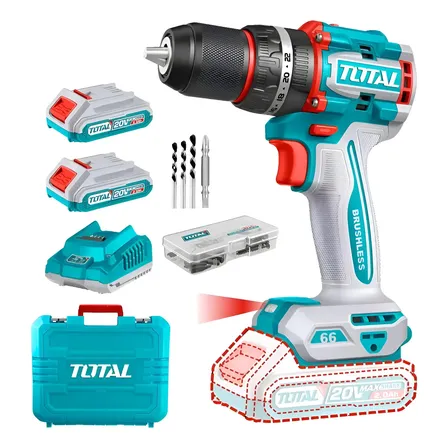 Taladro Atornillador Percutor Inalambrico 20v Brushless 66nm Celeste 50/60hz