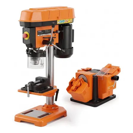 Taladro De Banco 16mm Tb16plus Con Afilador Mechas afi2004 Naranja
