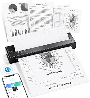 TATTMUSE Portable Printers Wireless for Travel, Inkless Thermal Printer Compatible with iOS/Android/PC, Bluetooth Small Mobile Printer Support 8.5" X 11" US Letter Thermal Paper
