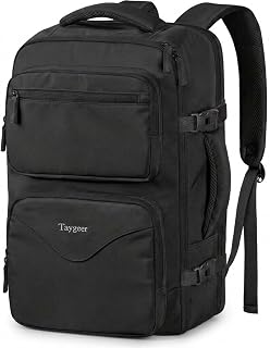 Taygeer Mochila De Viaje Para Hombre, TSA Travel Laptop Backpack for Men | Carry on Bag, Fits 15.6 Inch Laptop, Shoe Pouch, Water Bottle Pocket, Travel Gift for Men Business Work Black