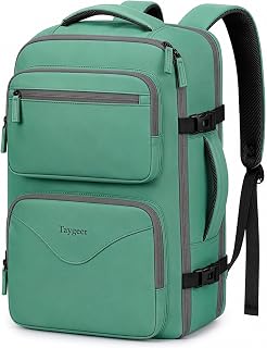 Taygeer TSA Friendly Travel Backpack, 35L Simple Modern Carry On Backpack | 15.6 Inch Laptop Bookbag with Water Bottle Pocket& Shoe Pouch, Weekender Daypack for Business Trip College, Peridot Green
