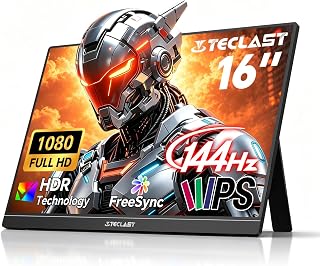 TECLAST 16.1'' 144Hz FHD Portable Monitor USB-C HDMI IPS Display Ultra-Slim | Travel Monitor with Kickstand, Zero Bezel Screen Extender for Laptop, Mac, Phone, PS, Xbox, Switch Gaming, VESA Mountable