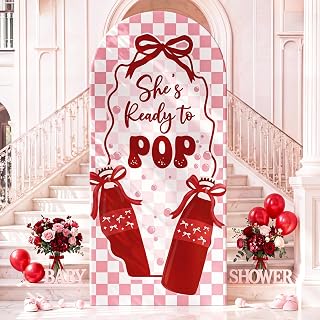 Tegeme 7.2ft She's Ready to Pop Arch Backdrop Cover Baby Shower Girl Decor