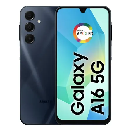 Tel&eacute;fono celular Samsung Galaxy A16 5g, 128 GB + 4 GB de RAM, c&aacute;mara de hasta 50 MP, pantalla 6.7, NFC, Ip54, bater&iacute;a azul oscuro de 5000 mAh
