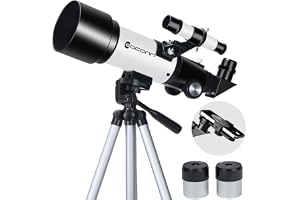 Telescopes, Telescope for Kids and Adults Beginners, 70mm Aperture 400mm Focus Length Refractor Travel Telescope with AZ Mount for Observe The Moon and Landscape (White)
