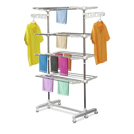 Tender Vertical Plegable Acero Inoxidable 28 Varillas 6 Ruedas Soporta 30kg Tendedero Reforzado Con Alas Laterales Y Broches Integrados Danper